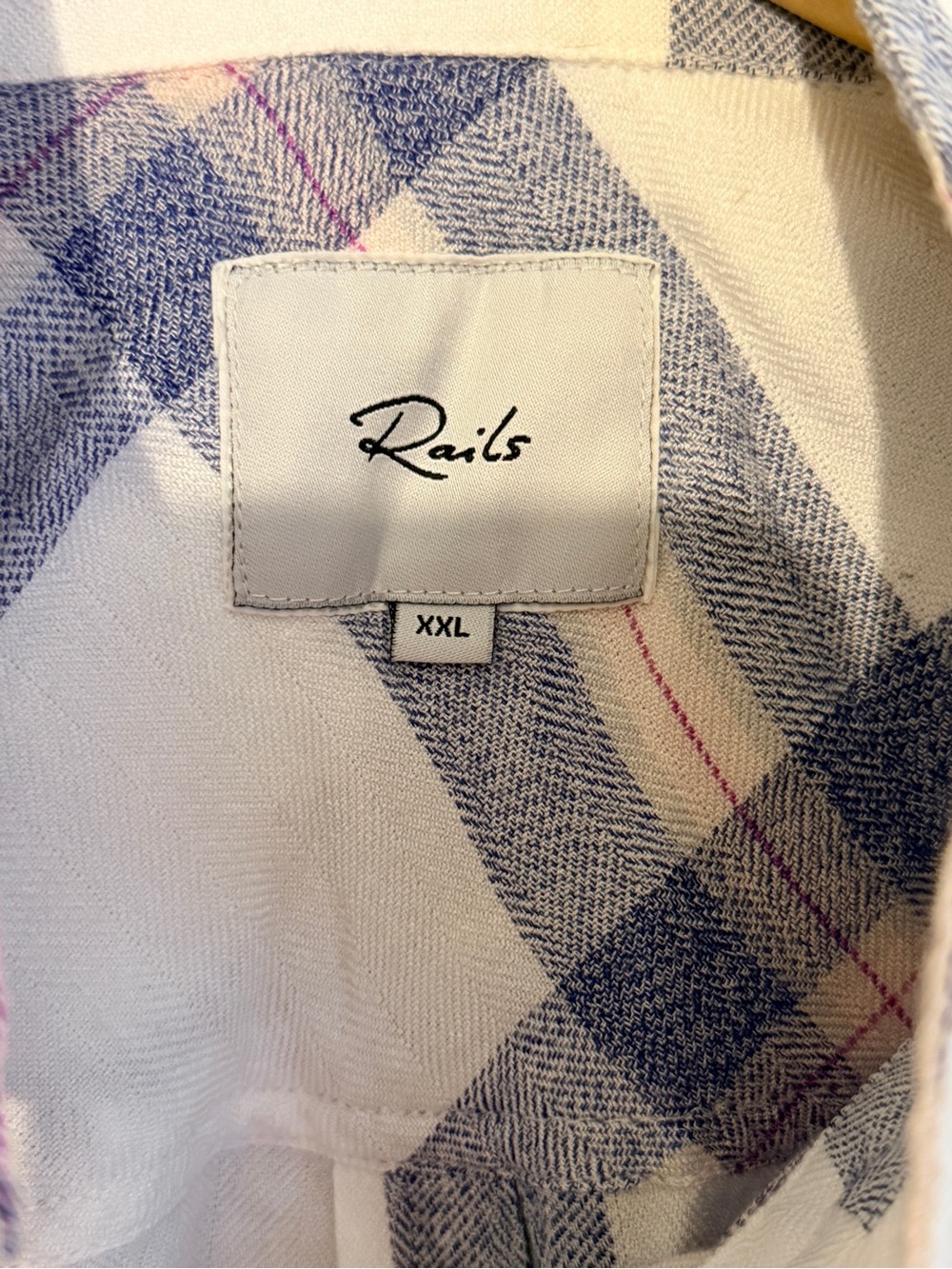Rails White Plaid Button-Up Blouse with Blue and Pink Stripes - Picture 3 of 5